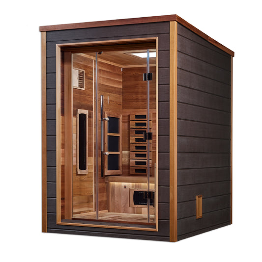 Golden Designs "Nora" 2 Person Hybrid (PureTech™ Full Spectrum IR or Traditional Stove) Outdoor Sauna (GDI-8222-01)