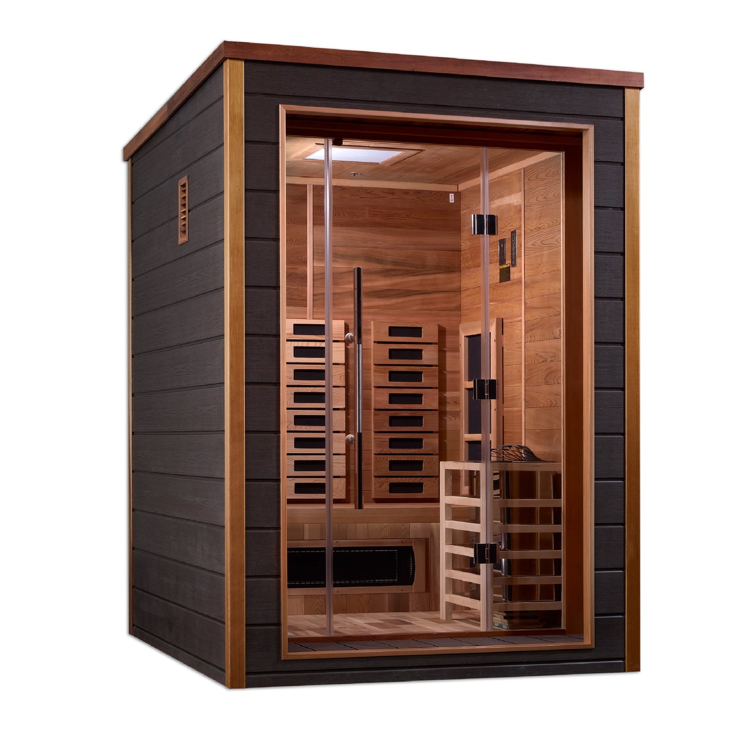 Golden Designs "Nora" 2 Person Hybrid (PureTech™ Full Spectrum IR or Traditional Stove) Outdoor Sauna (GDI-8222-01)