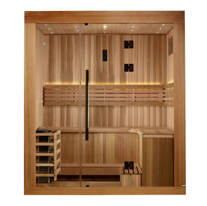 Golden Designs 2025 Updated "Copenhagen Edition" 3 Person Traditional Sauna (GDI-7389-02)