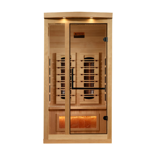 Golden Designs 1-2-Person Full Spectrum PureTech™ Near Zero EMF FAR Infrared Sauna with Himalayan Salt Bar (GDI 8010-03)