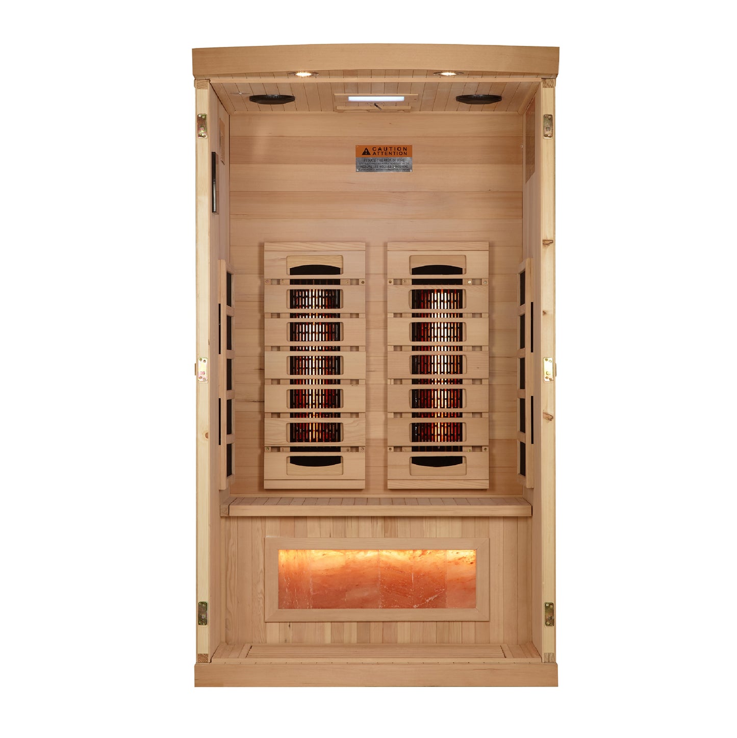 Golden Designs 1-2-Person Full Spectrum PureTech™ Near Zero EMF FAR Infrared Sauna with Himalayan Salt Bar (GDI 8010-03)