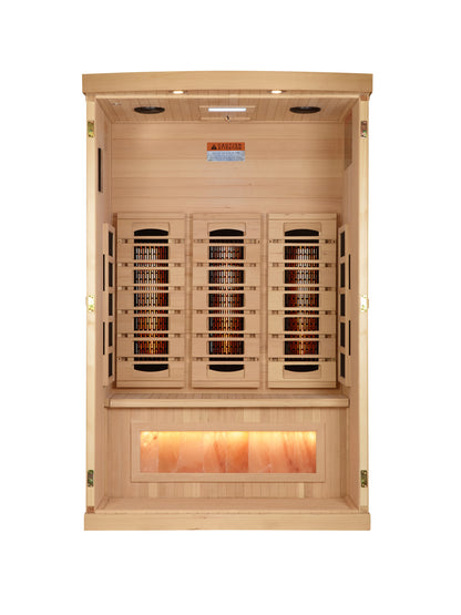 Golden Designs 2-Person Full Spectrum PureTech™ Near Zero EMF FAR Infrared Sauna with Himalayan Salt Bar (GDI-8020-03)
