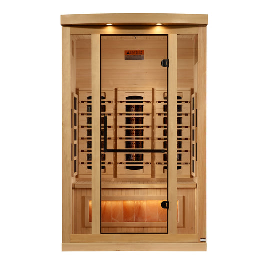 Golden Designs 2-Person Full Spectrum PureTech™ Near Zero EMF FAR Infrared Sauna with Himalayan Salt Bar (GDI-8020-03)