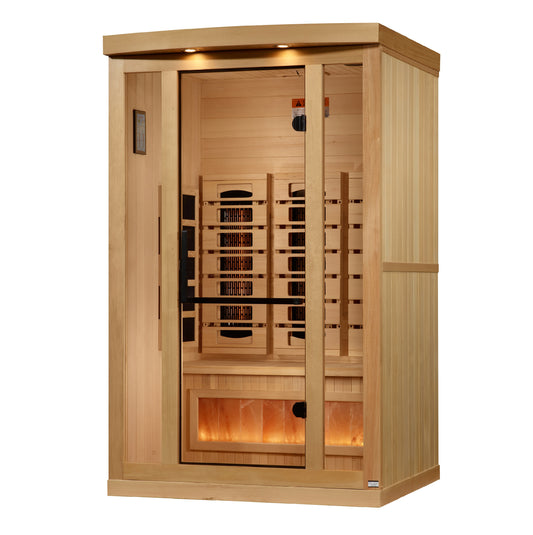 Golden Designs 2-Person Full Spectrum PureTech™ Near Zero EMF FAR Infrared Sauna with Himalayan Salt Bar (GDI-8020-03)
