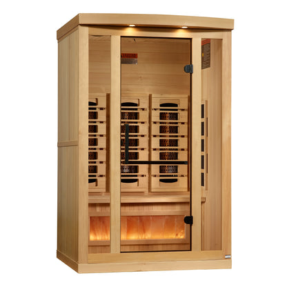 Golden Designs 2-Person Full Spectrum PureTech™ Near Zero EMF FAR Infrared Sauna with Himalayan Salt Bar (GDI-8020-03)