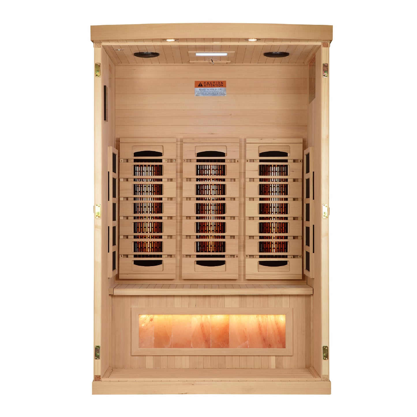 Golden Designs 2-Person Full Spectrum PureTech™ Near Zero EMF FAR Infrared Sauna with Himalayan Salt Bar (GDI-8020-03)