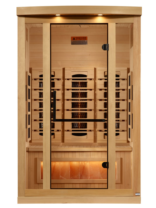 Golden Designs 2-Person Full Spectrum PureTech™ Near Zero EMF FAR Infrared Sauna with Himalayan Salt Bar (GDI-8020-03)