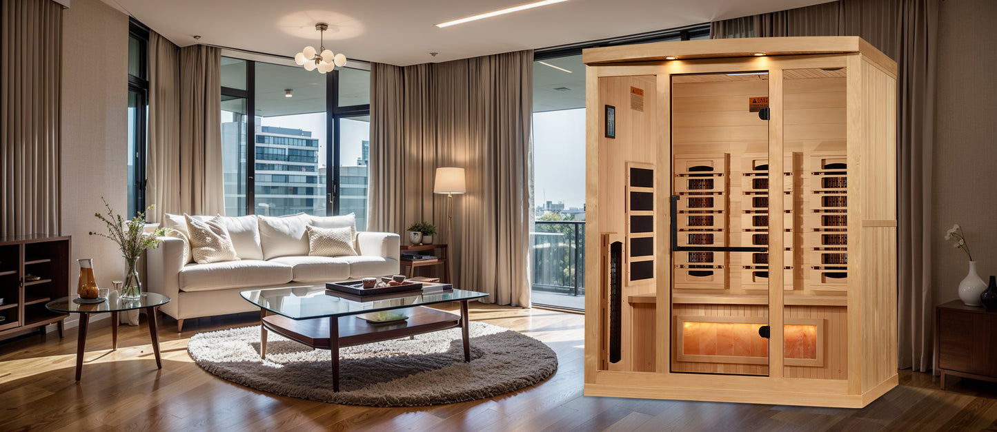 Golden Designs 3-Person Full Spectrum PureTech™ Near Zero EMF FAR Infrared Sauna with Himalayan Salt Bar (GDI-8030-03)