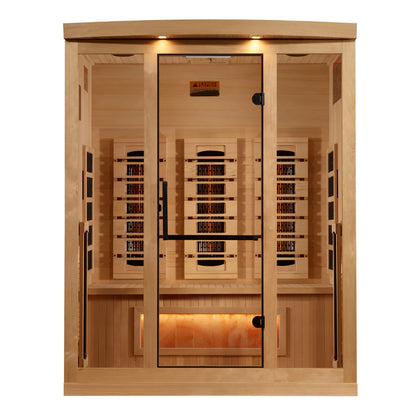 Golden Designs 3-Person Full Spectrum PureTech™ Near Zero EMF FAR Infrared Sauna with Himalayan Salt Bar (GDI 8030-03)