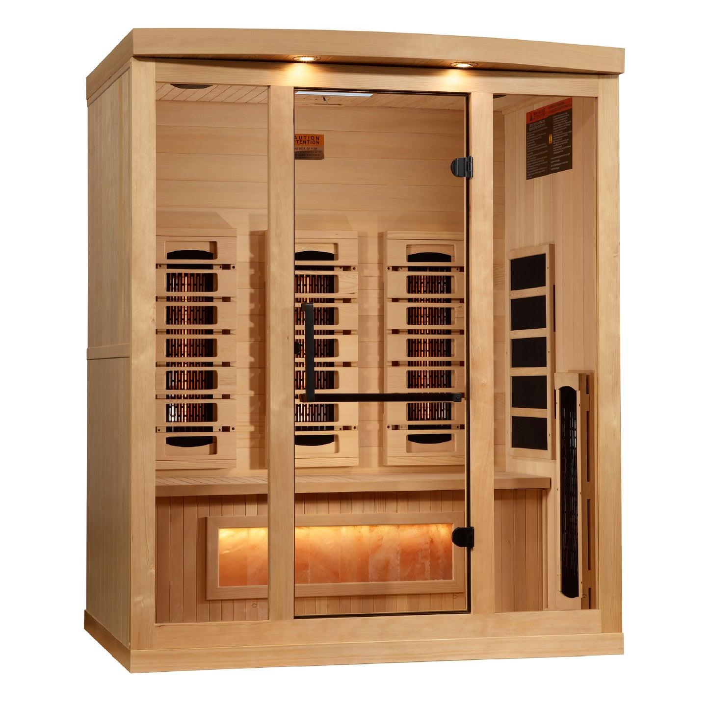 Golden Designs 3-Person Full Spectrum PureTech™ Near Zero EMF FAR Infrared Sauna with Himalayan Salt Bar (GDI 8030-03)