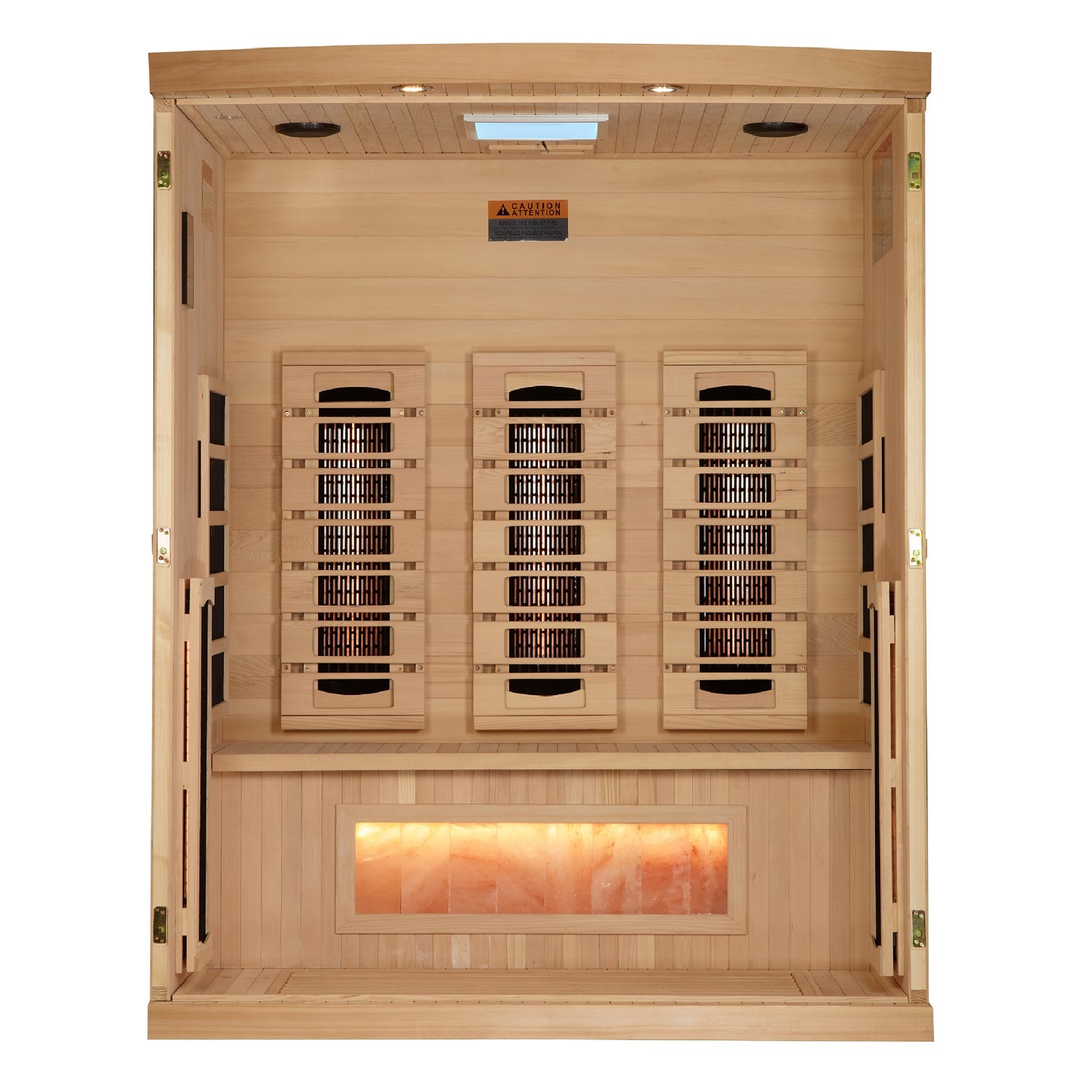 Golden Designs 3-Person Full Spectrum PureTech™ Near Zero EMF FAR Infrared Sauna with Himalayan Salt Bar (GDI-8030-03)