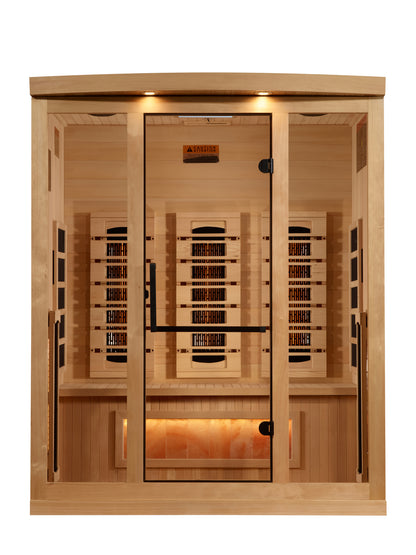 Golden Designs 3-Person Full Spectrum PureTech™ Near Zero EMF FAR Infrared Sauna with Himalayan Salt Bar (GDI-8030-03)