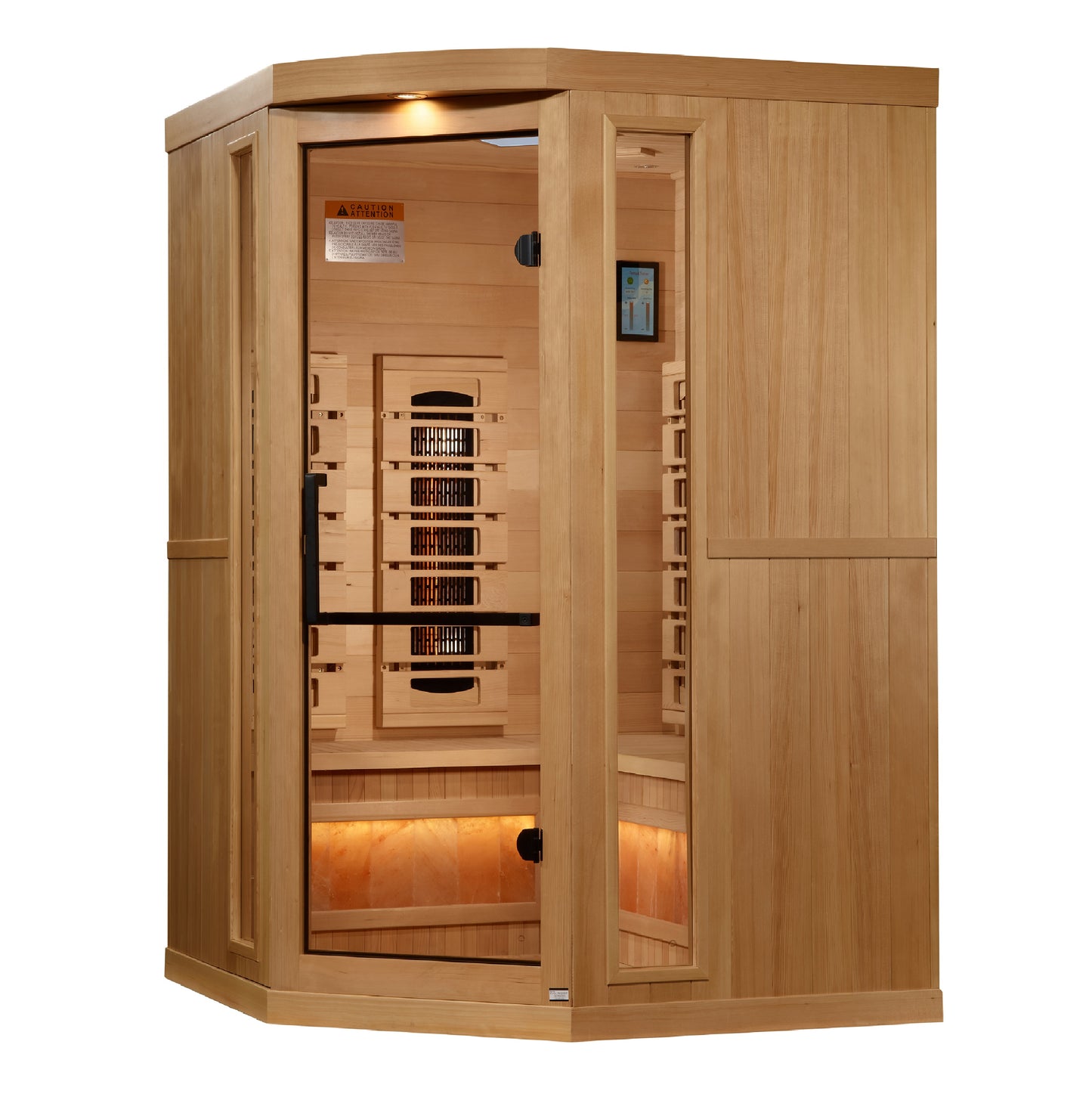 Golden Designs 3-Person Corner Full Spectrum PureTech™ Near Zero EMF FAR Infrared Sauna with Himalayan Salt Bar (GDI-8035-03)