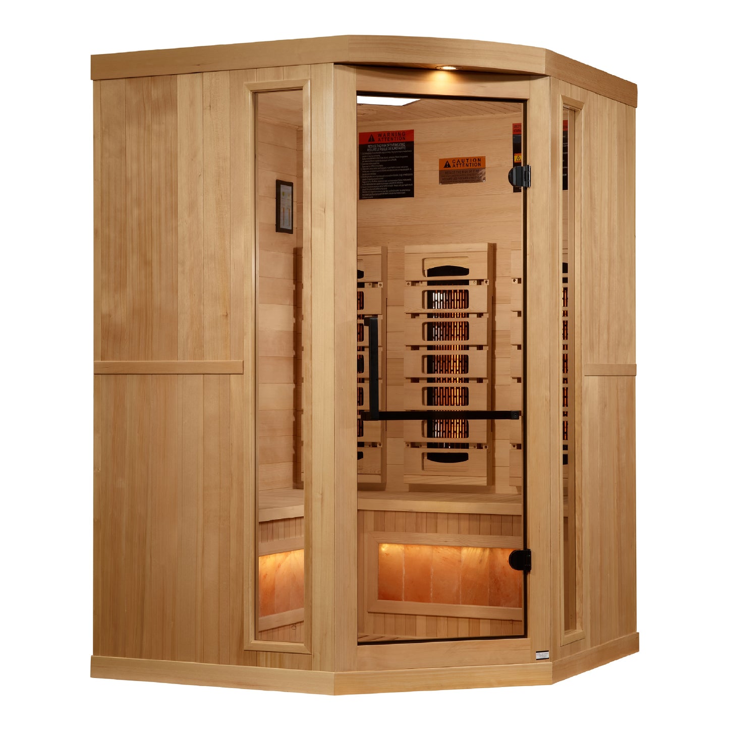 Golden Designs 3-Person Corner Full Spectrum PureTech™ Near Zero EMF FAR Infrared Sauna with Himalayan Salt Bar (GDI-8035-03)
