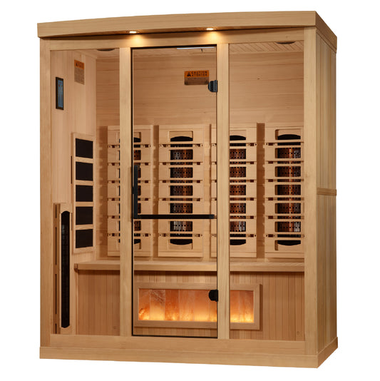 Golden Designs 4-Person Full Spectrum PureTech™ Near Zero EMF FAR Infrared Sauna with Himalayan Salt Bar (GDI-8040-03)