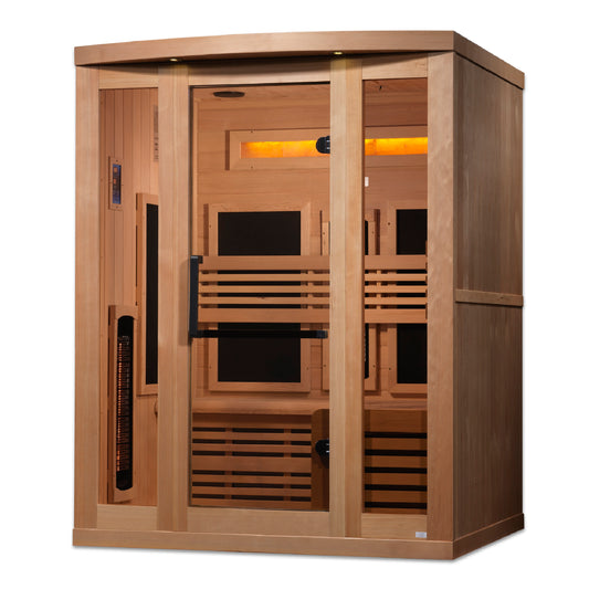 Golden Designs 3-Person Full Spectrum PureTech™ Near Zero EMF FAR Infrared Sauna with Himalayan Salt Bar (GDI-8230-01)