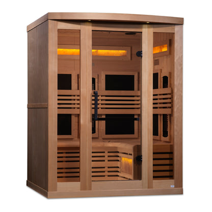 Golden Designs 3-Person Full Spectrum PureTech™ Near Zero EMF FAR Infrared Sauna with Himalayan Salt Bar (GDI-8230-01)