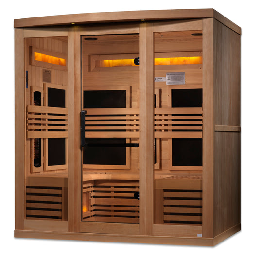 Golden Designs 6-Person Full Spectrum PureTech™ Near Zero EMF FAR Infrared Sauna with Himalayan Salt Bar (GDI-8260-01)