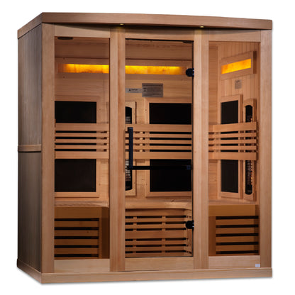 Golden Designs 6-Person Full Spectrum PureTech™ Near Zero EMF FAR Infrared Sauna with Himalayan Salt Bar (GDI-8260-01)