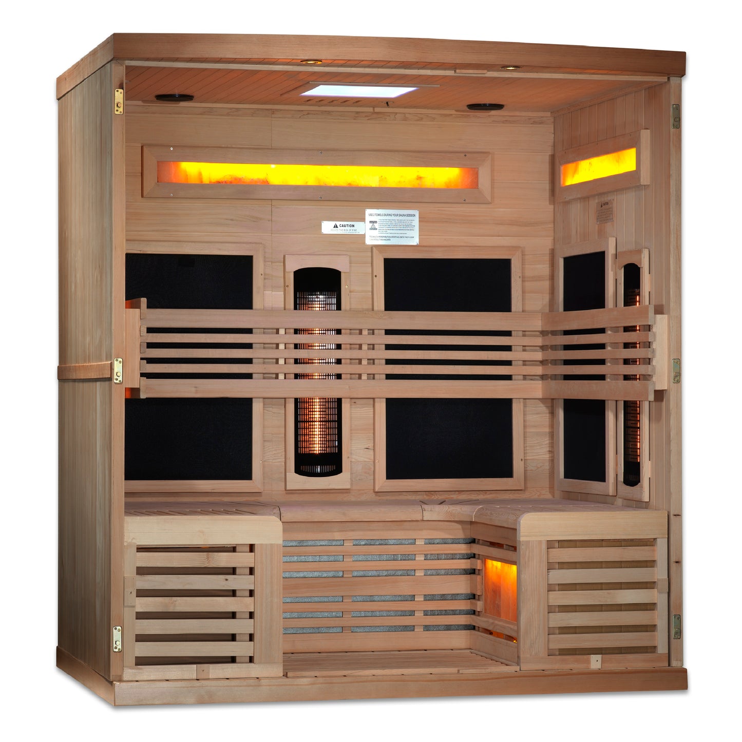Golden Designs 6-Person Full Spectrum PureTech™ Near Zero EMF FAR Infrared Sauna with Himalayan Salt Bar (GDI-8260-01)