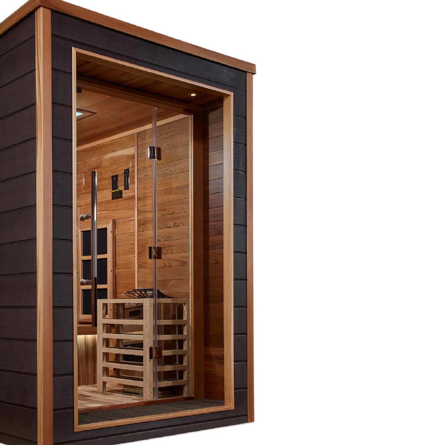 Golden Designs "Karlstad" 6 Person Hybrid (PureTech™ Full Spectrum IR or Traditional Stove) Outdoor Sauna (GDI-8226-01)