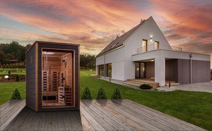 Golden Designs "Nora" 2 Person Hybrid (PureTech™ Full Spectrum IR or Traditional Stove) Outdoor Sauna (GDI-8222-01)