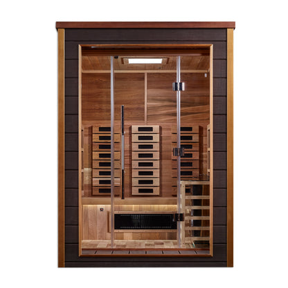 Golden Designs "Nora" 2 Person Hybrid (PureTech™ Full Spectrum IR or Traditional Stove) Outdoor Sauna (GDI-8222-01)
