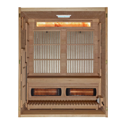 Golden Designs "Soria" 3 Per Hybrid Sauna (Indoor) Full Spectrum and Harvia Traditional Stove (GDI 8330-01)