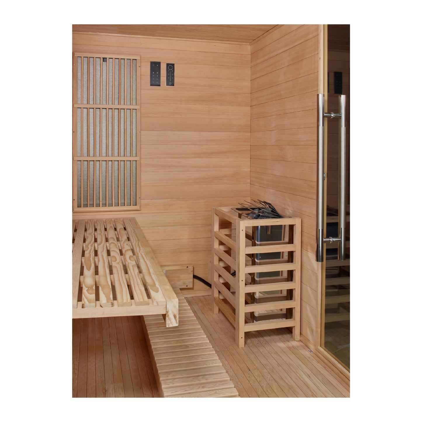 Golden Designs "Soria" 3 Per Hybrid Sauna (Indoor) Full Spectrum and Harvia Traditional Stove (GDI 8330-01)