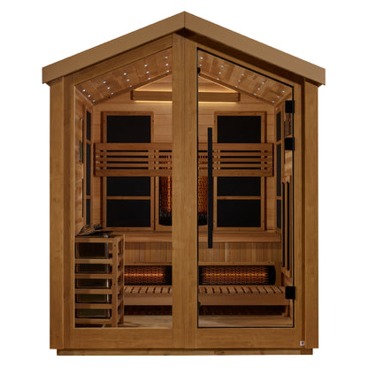 Golden Designs Loviisa 3 Person Hybrid (PureTech™ Full Spectrum IR or Traditional Stove) Outdoor Sauna (GDI-8523-01)