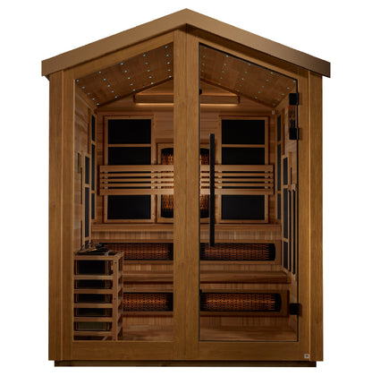 Golden Designs Kaskinen 6 Person Hybrid (PureTech™ Full Spectrum IR or Traditional Stove) Outdoor Sauna (GDI-8526-01)