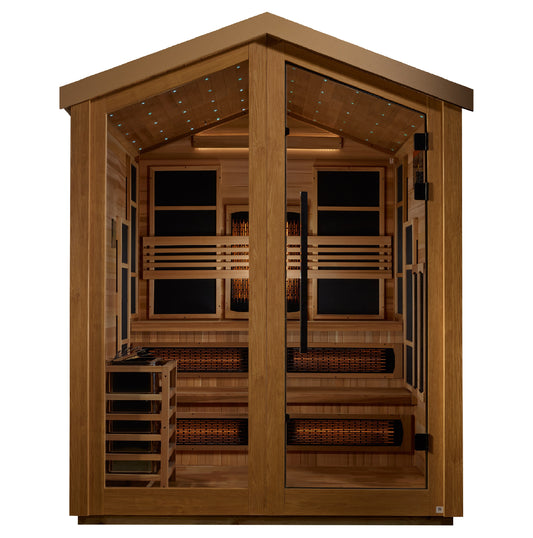 Golden Designs Kaskinen 6 Person Hybrid (PureTech™ Full Spectrum IR or Traditional Stove) Outdoor Sauna (GDI-8526-01)