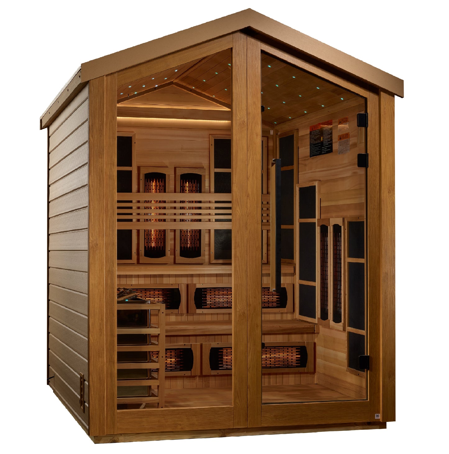 Golden Designs Kaskinen 6 Person Hybrid (PureTech™ Full Spectrum IR or Traditional Stove) Outdoor Sauna (GDI-8526-01)