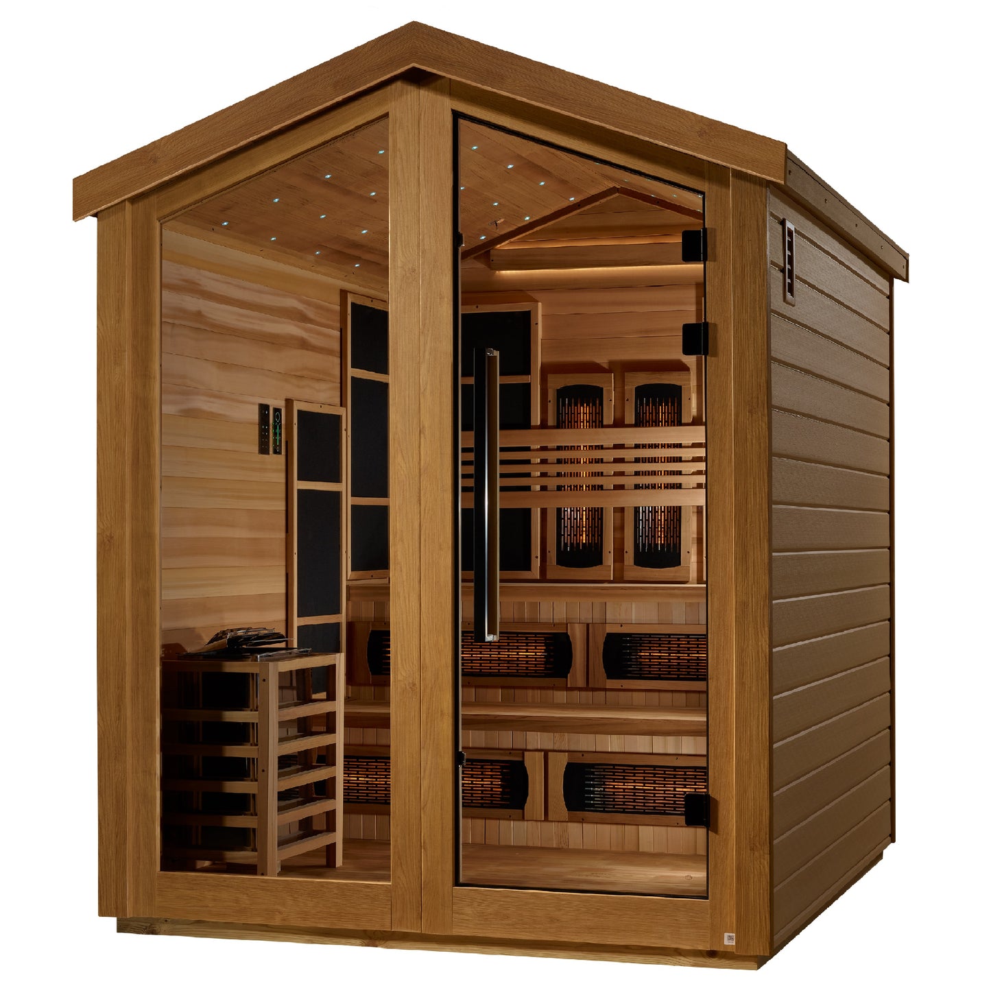 Golden Designs Kaskinen 6 Person Hybrid (PureTech™ Full Spectrum IR or Traditional Stove) Outdoor Sauna (GDI-8526-01)