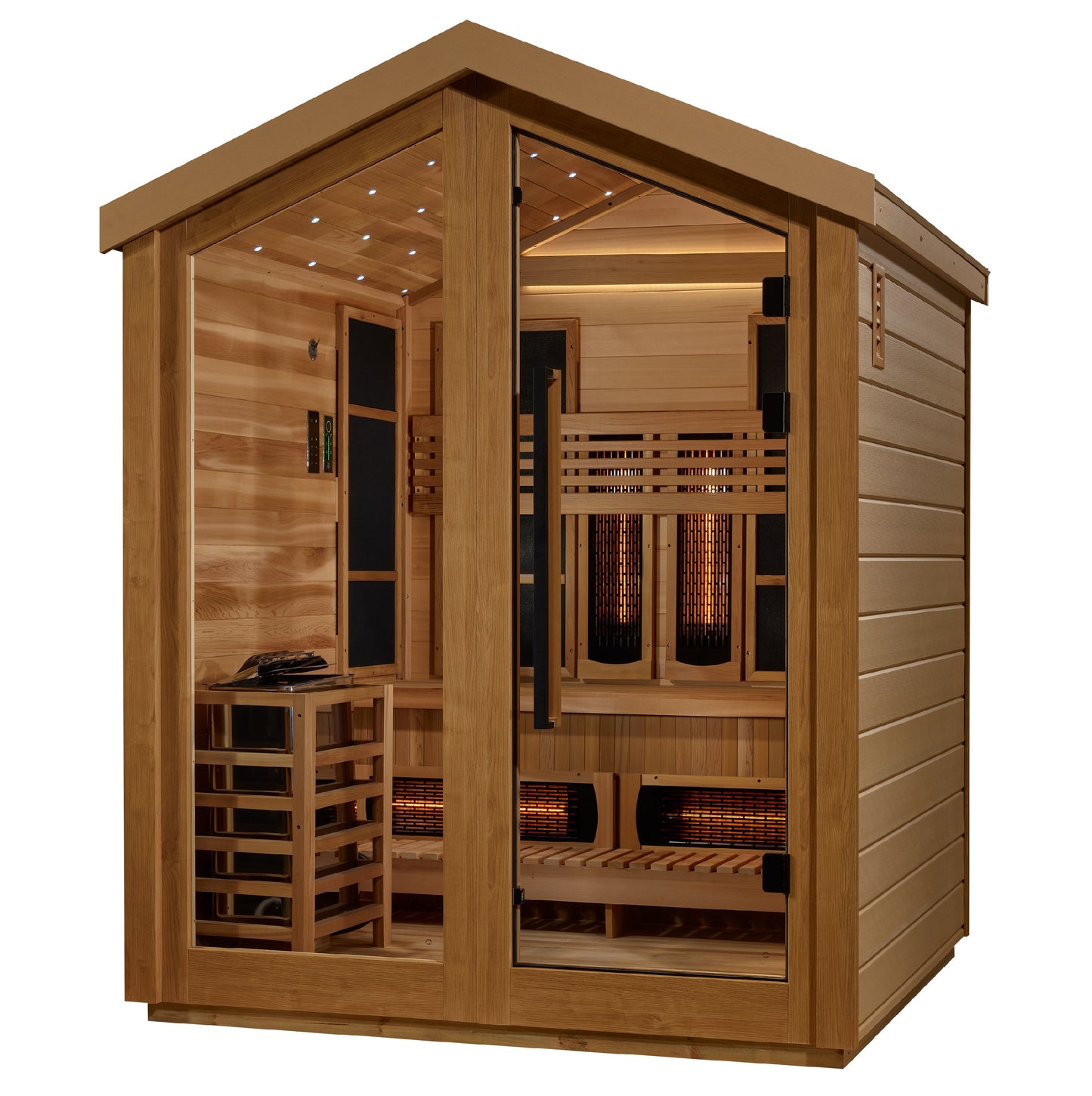 Golden Designs Loviisa 3 Person Hybrid (PureTech™ Full Spectrum IR or Traditional Stove) Outdoor Sauna (GDI-8523-01)