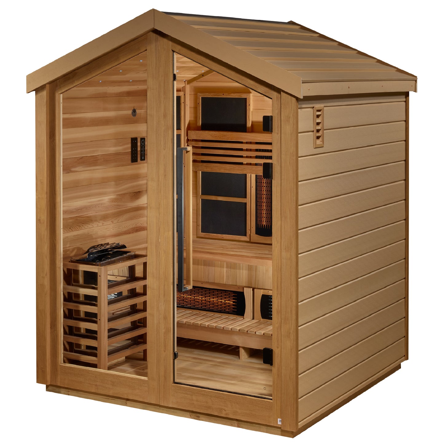 Golden Designs Loviisa 3 Person Hybrid (PureTech™ Full Spectrum IR or Traditional Stove) Outdoor Sauna (GDI-8523-01)