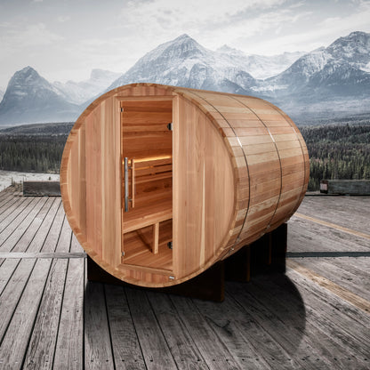 Golden Designs "Klosters" 6 Person Barrel Traditional Sauna - Pacific Cedar (GDI-B006-01)