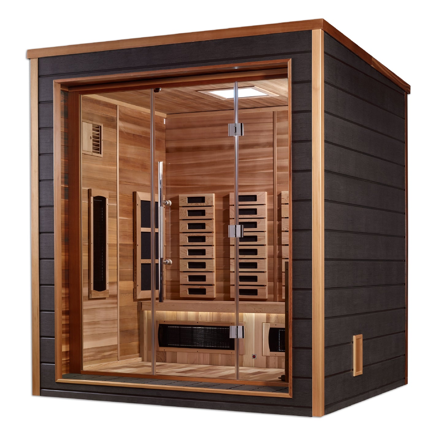 Golden Designs Visby 3 Person Hybrid (PureTech™ Full Spectrum IR or Traditional Stove) Outdoor Sauna (GDI-8223-01)