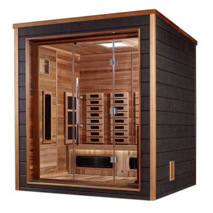 Golden Designs Visby 3 Person Hybrid (PureTech™ Full Spectrum IR or Traditional Stove) Outdoor Sauna (GDI-8223-01)
