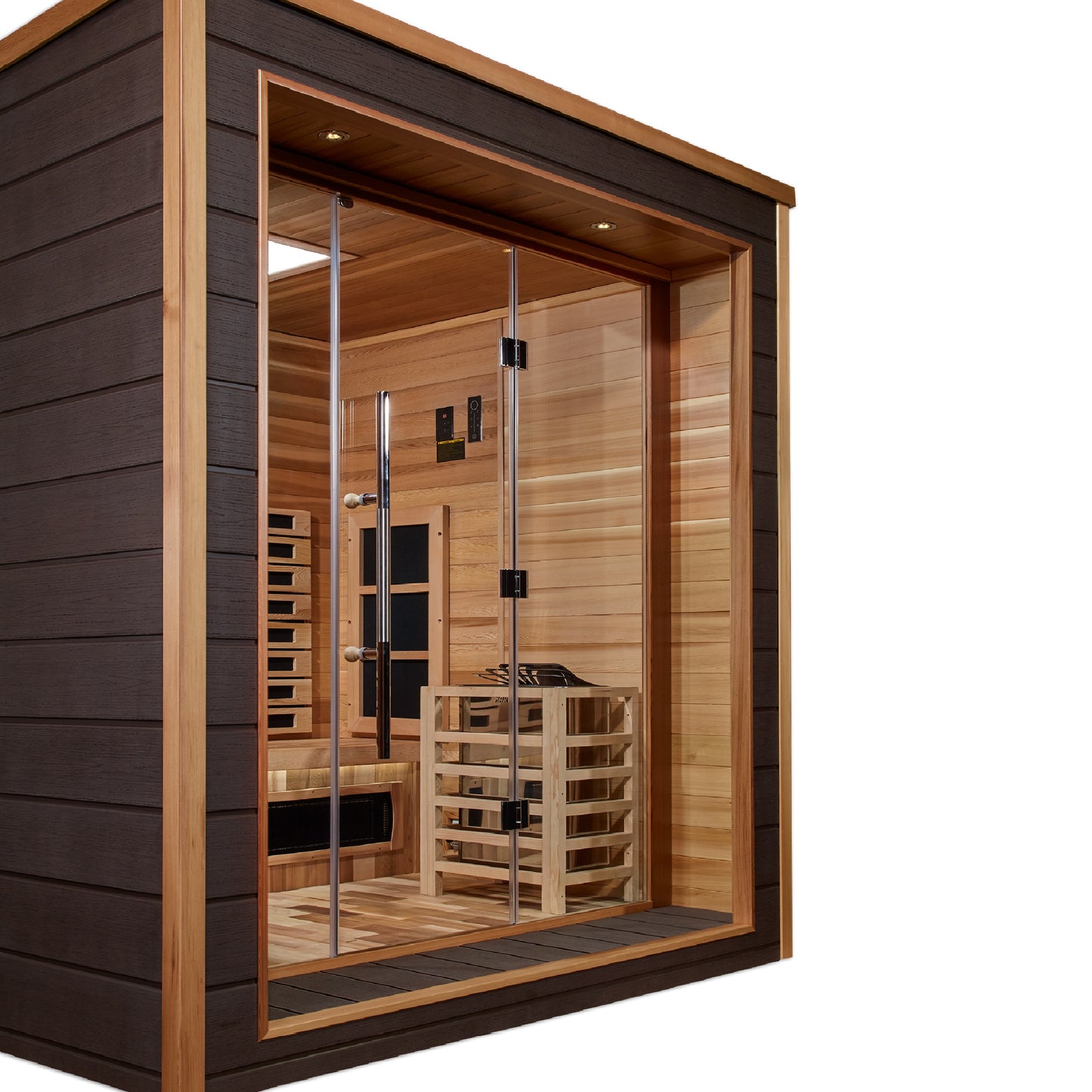 Golden Designs Visby 3 Person Hybrid (PureTech™ Full Spectrum IR or Traditional Stove) Outdoor Sauna (GDI-8223-01)