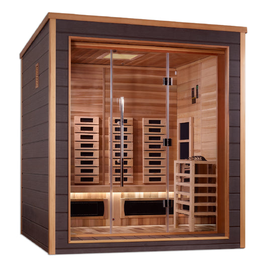 Golden Designs Visby 3 Person Hybrid (PureTech™ Full Spectrum IR or Traditional Stove) Outdoor Sauna (GDI-8223-01)