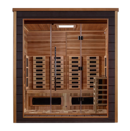 Golden Designs Visby 3 Person Hybrid (PureTech™ Full Spectrum IR or Traditional Stove) Outdoor Sauna (GDI-8223-01)