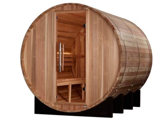 Golden Designs "Klosters" 6 Person Barrel Traditional Sauna - Pacific Cedar (GDI-B006-01)