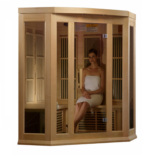 Maxxus 3-Person Corner Low EMF FAR Infrared Sauna (MX-K356-01 Hemlock)
