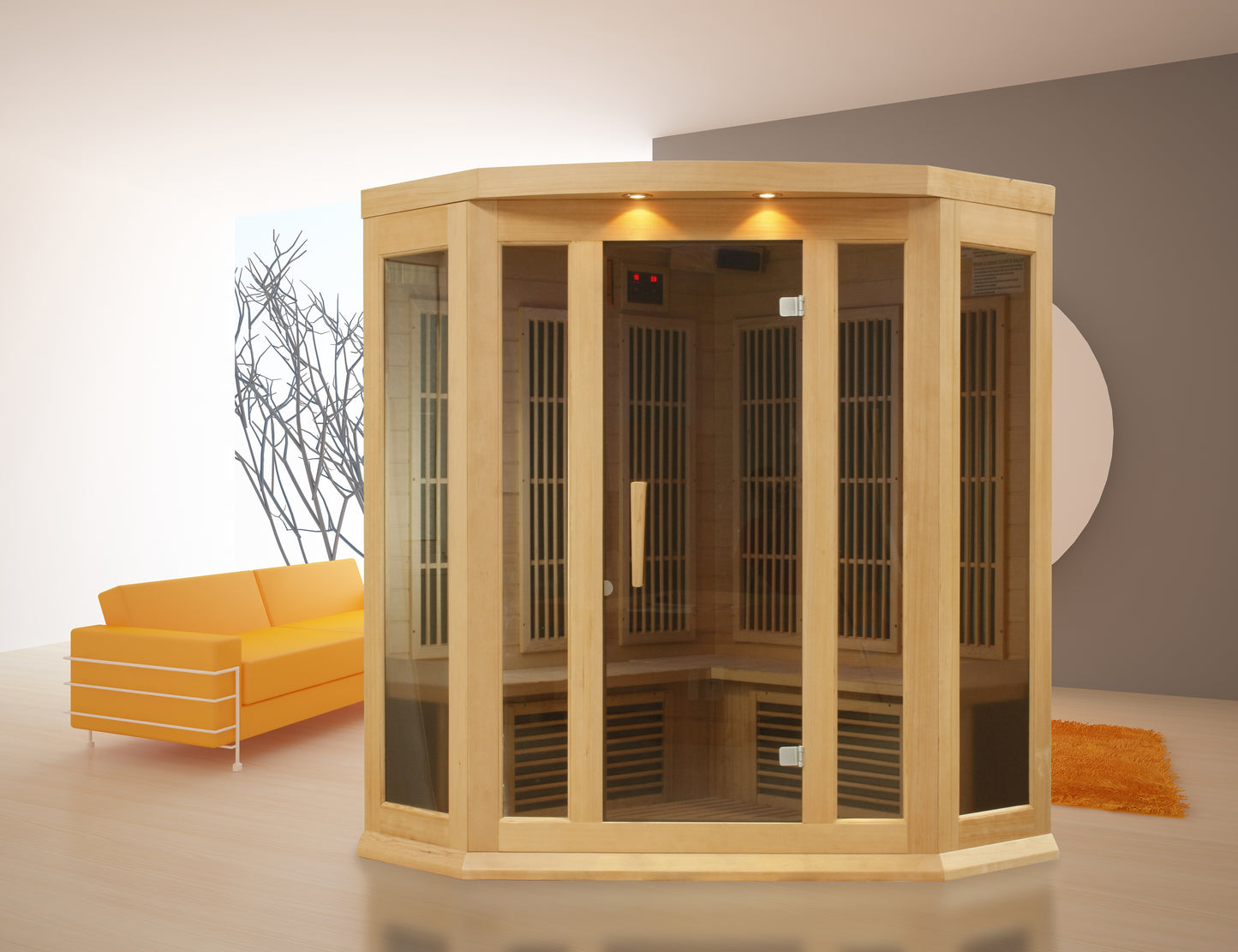 Maxxus 3-Person Corner Low EMF FAR Infrared Sauna (MX-K356-01 Hemlock)