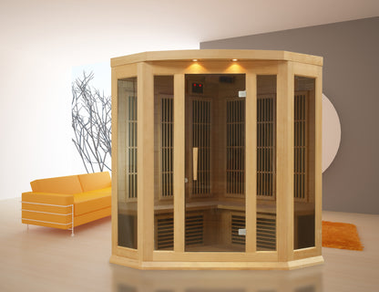 Maxxus 3-Person Corner Low EMF FAR Infrared Sauna (MX-K356-01 Hemlock)