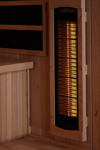 Golden Designs 4-Person Full Spectrum PureTech™ Near Zero EMF FAR Infrared Sauna with Himalayan Salt Bar (GDI-8040-03)