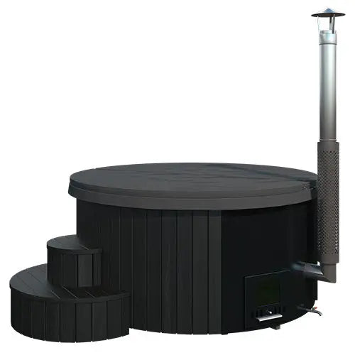 SaunaLife Model S4B (Soak-Series Home Wood-Burning Hot Tub, Black, Up to 6 Persons) SaunaLife